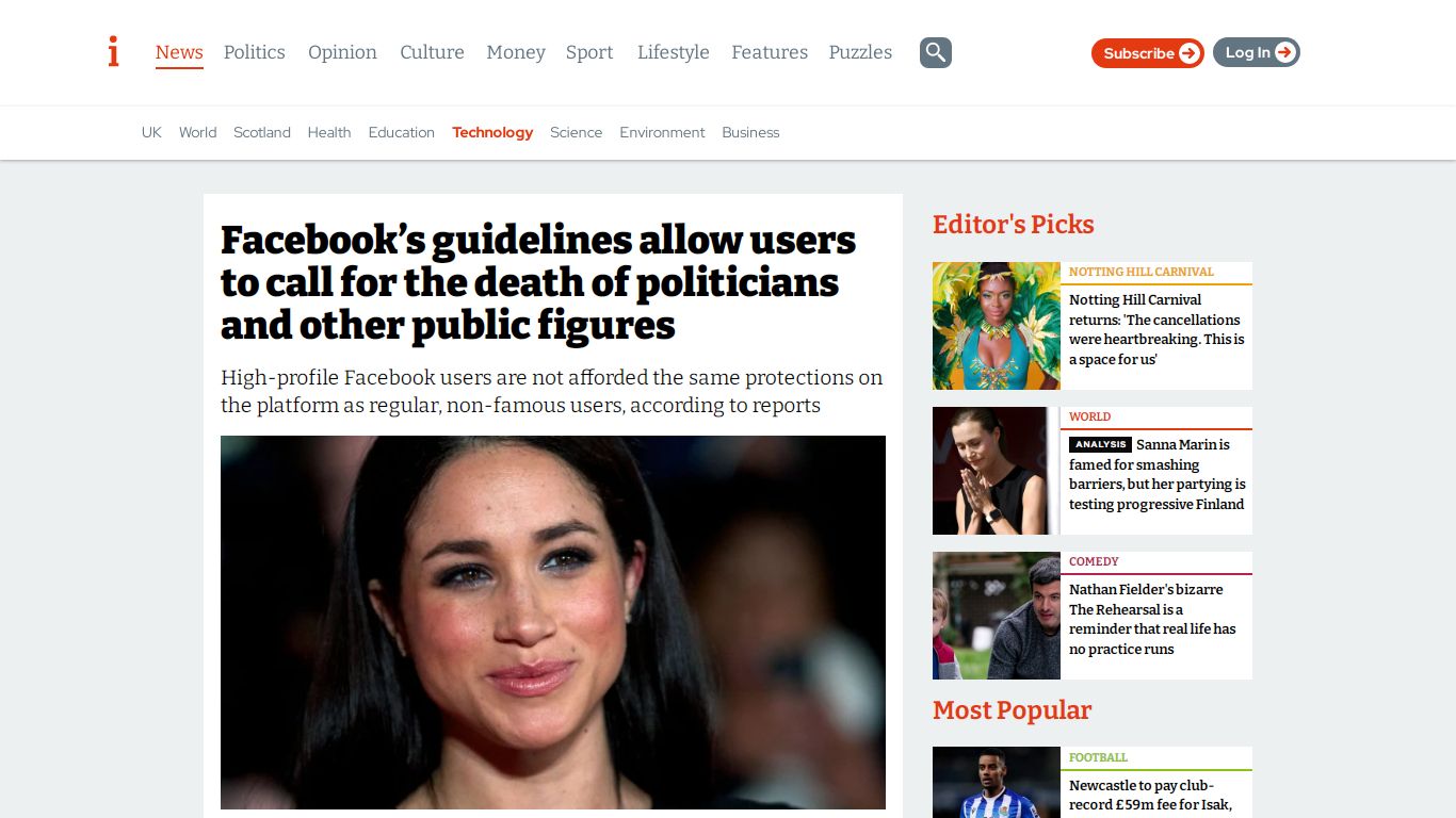 Facebook's guidelines allow users to call for the death of politicians ...